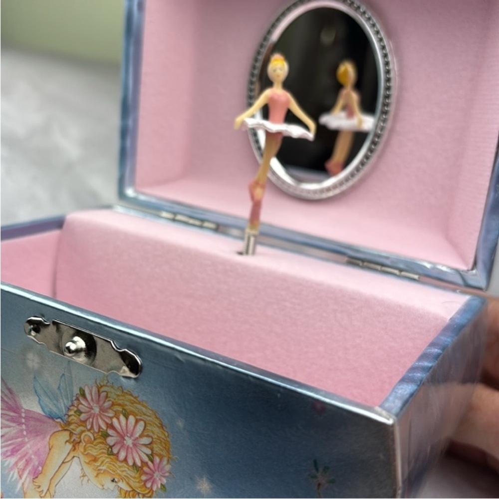 New Ballerina Fairy Music Box with Mirror Inside and a Iridescent Bead Handle